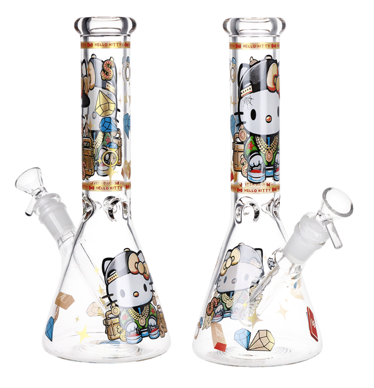 Swagged Out Kitty Beaker Glass Water Pipe