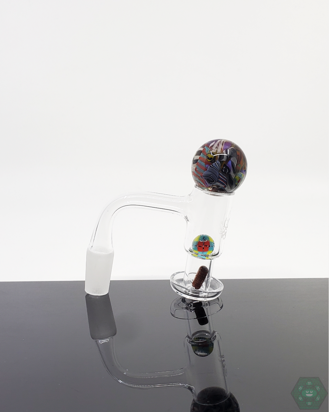 Millennium Glass Sec 1 Slurper Set with terp pearls, marble, and terp valve, designed for quartz nails to enhance vapor control and flavor delivery.