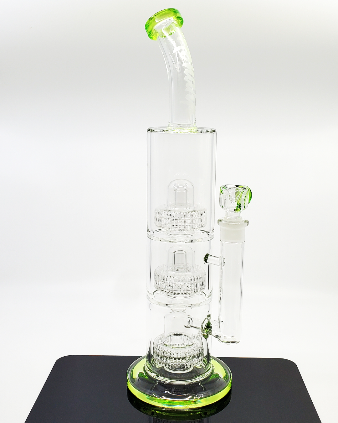 Monark Glass 17” Triple Matrix Perc Straight Tube - Experience Smooth Hits with Three Stacked Matrix Percs for Ultimate Filtration and a Sturdy 50MM Design.