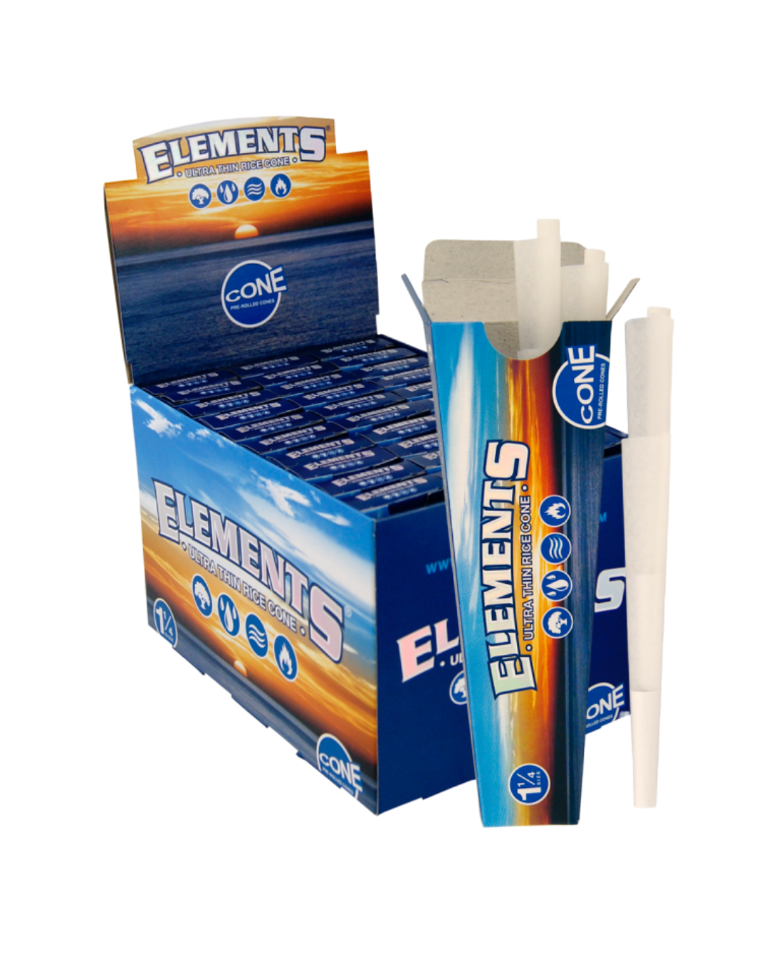 Element Pre-Rolled Cones – Lightweight and portable rice paper cones, perfect for a satisfying, smooth smoking experience.