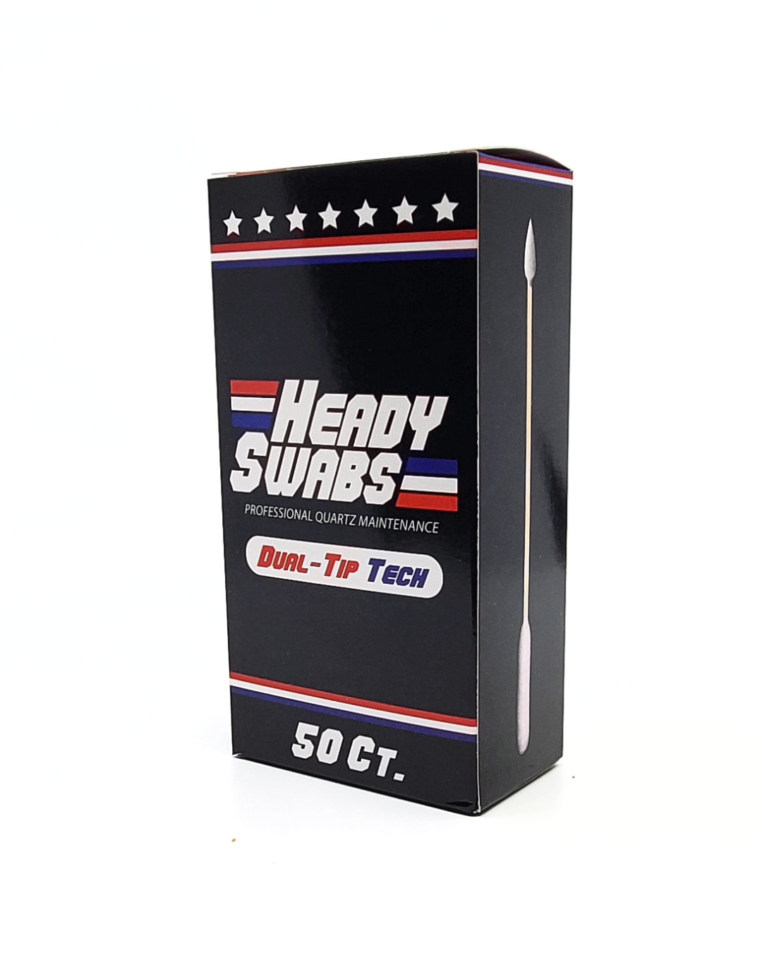Heady Swabs Dual Tip 6” 50ct, extra-long and absorbent cotton swabs designed for hard-to-reach spots in dab rigs and bangers, ideal for in-depth cleaning of quartz bangers, perfect for meticulous dabbers who value precision.