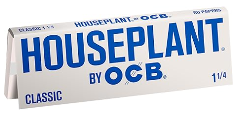 Houseplant by OCB Classic 1 1/4 Rolling Papers + Tips, crafted with ultra-thin, slow-burning white paper for a classic rolling experience.