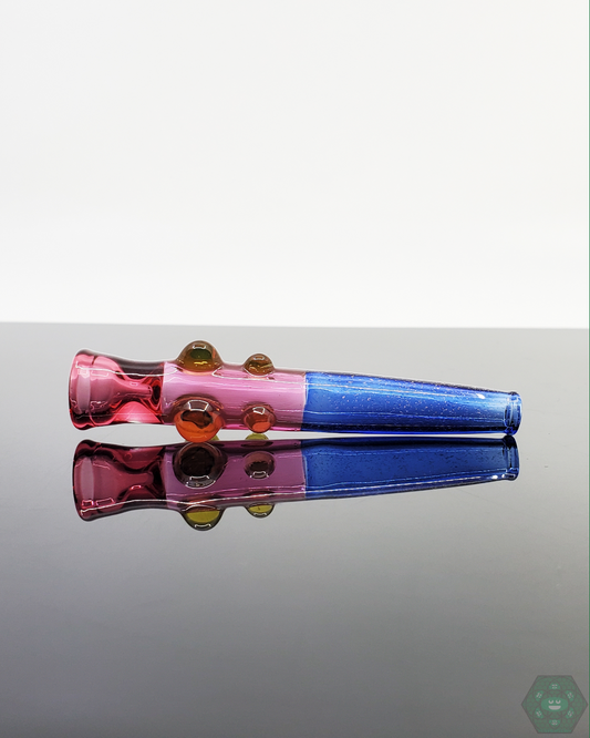 Handcrafted Jon E Walker Bipolar Onie Chillum Pipe, a unique and portable glass smoking piece with double-sided design and premium craftsmanship
