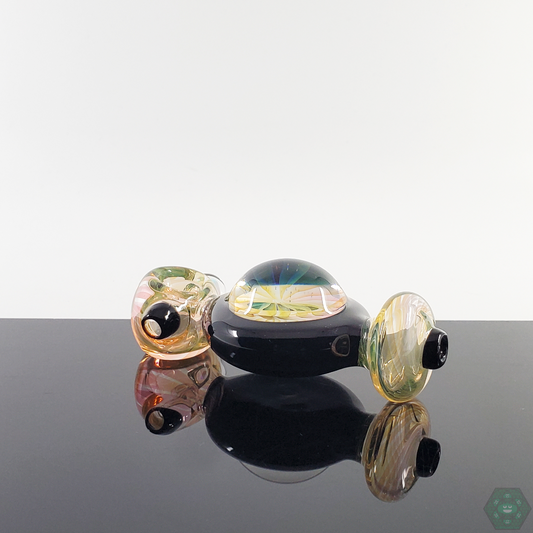 Close-up of the LQL Glass Fumed Middle Disk Spoon, showcasing its intricate implosion disk and artistic craftsmanship.