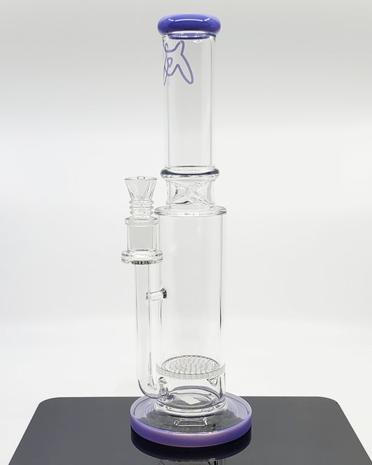 Side view of the MAV Glass 14" Honeycomb Dome Straight Tube Bong, showcasing its 24+ hole honeycomb perc and durable construction for an enhanced smoking experience.