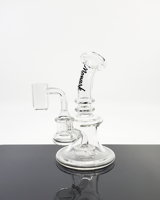 Top view of the Monark Glass 6” Bell Banger Hanger, highlighting its sturdy build and ideal size for compact setups.