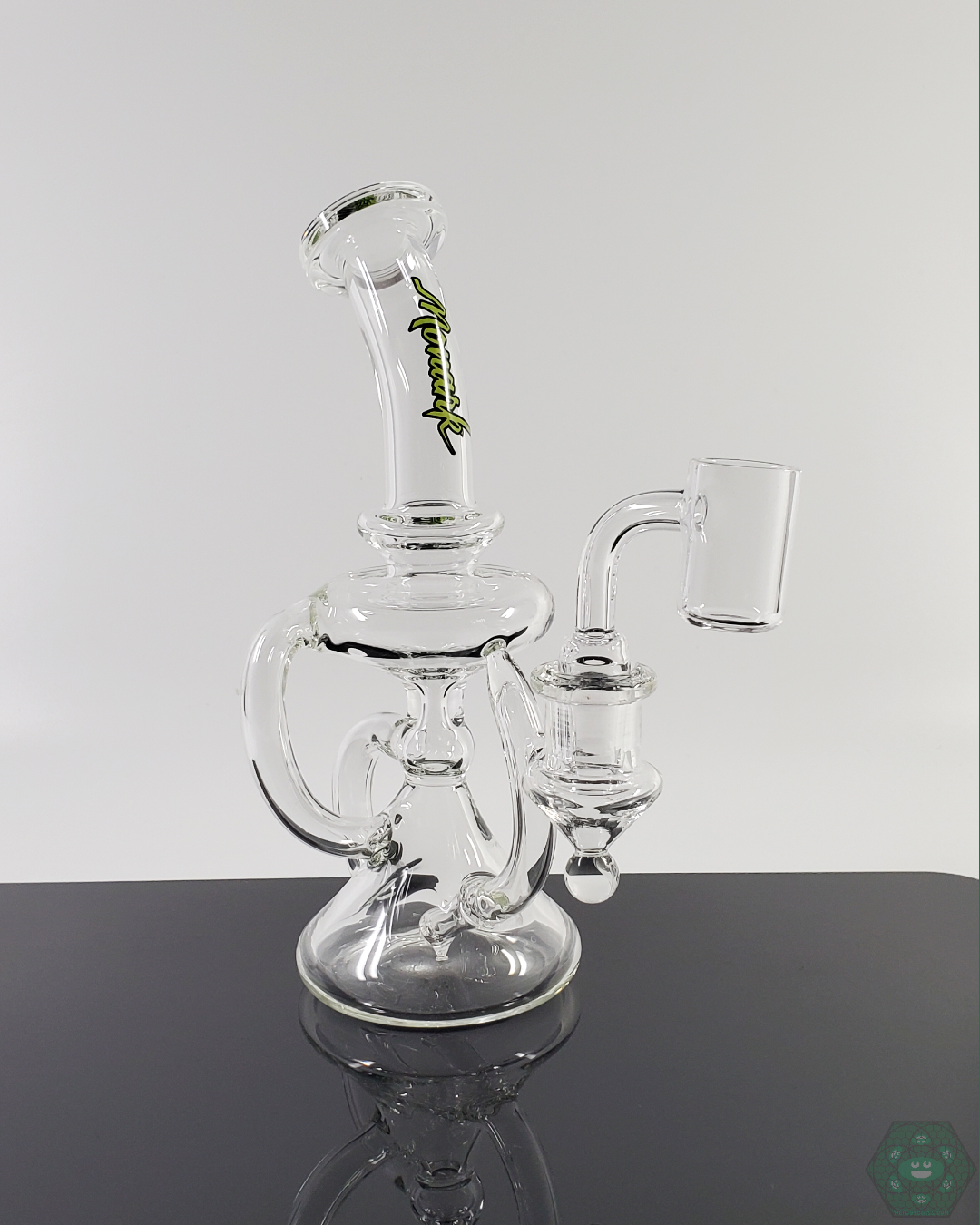 Monark Glass 7.5-inch Classic Klein Recycler, providing smooth hits with advanced recycling in a compact and efficient design
