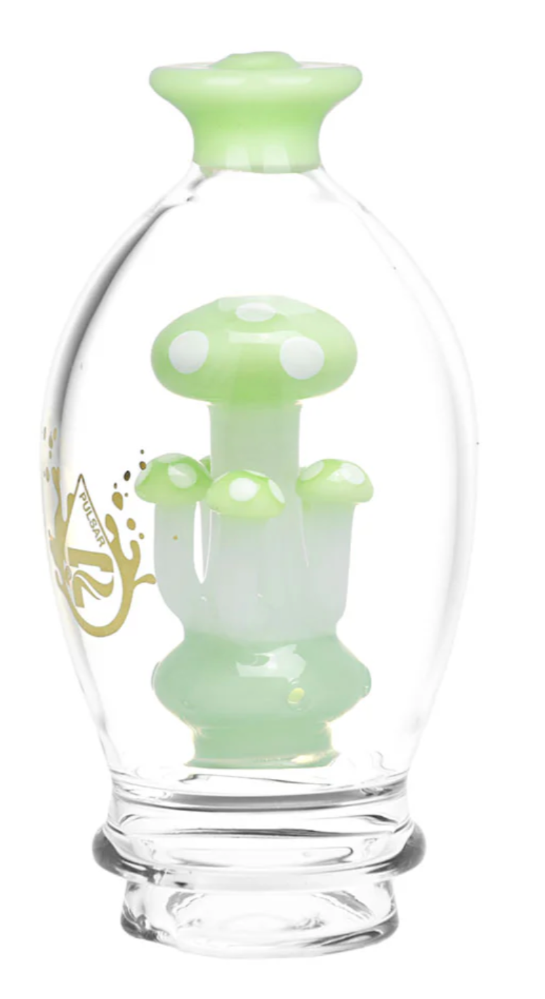 Pulsar Shroom Cluster Dome-Shaped Attachment for Puffco Peak/Pro, featuring a playful mushroom design and smooth water filtration.