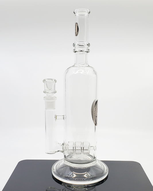 Rehab Glass Inline Bottle Can Beaker Bong – Durable glass water pipe featuring an inline percolator and ice catcher for superior airflow and cool, filtered smoking sessions.