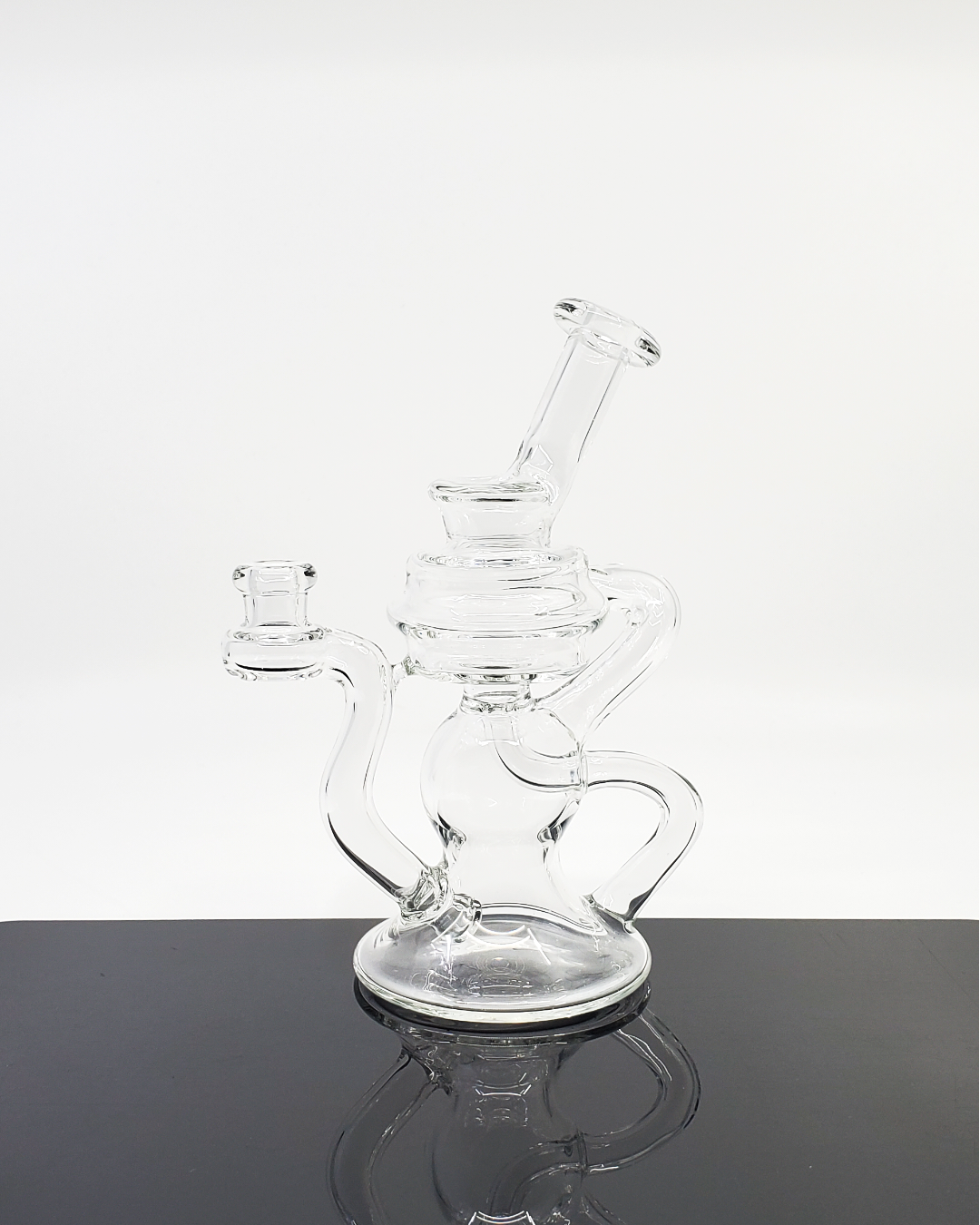 Space Cricket Glass - Clear 6.5-inch Kickback Recycler, perfect for collectors with a 2-hole perc and includes a sticker and business card.