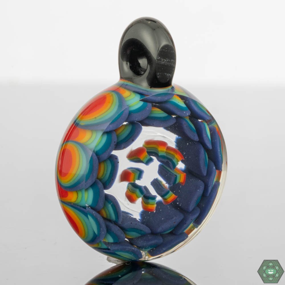 Crowman Crothers Dotstack Pendant #5 – Unique handcrafted glass jewelry featuring intricate layering and bold colors, perfect for collectors.