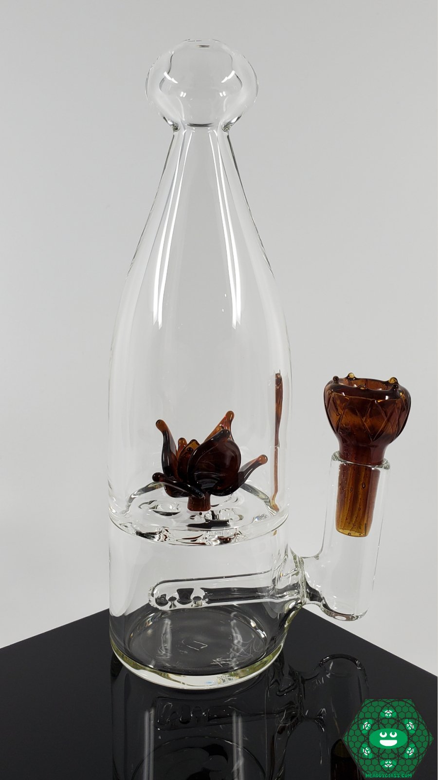 Crowther Lotus Bottle - Amber - @Crowtherglass - HG