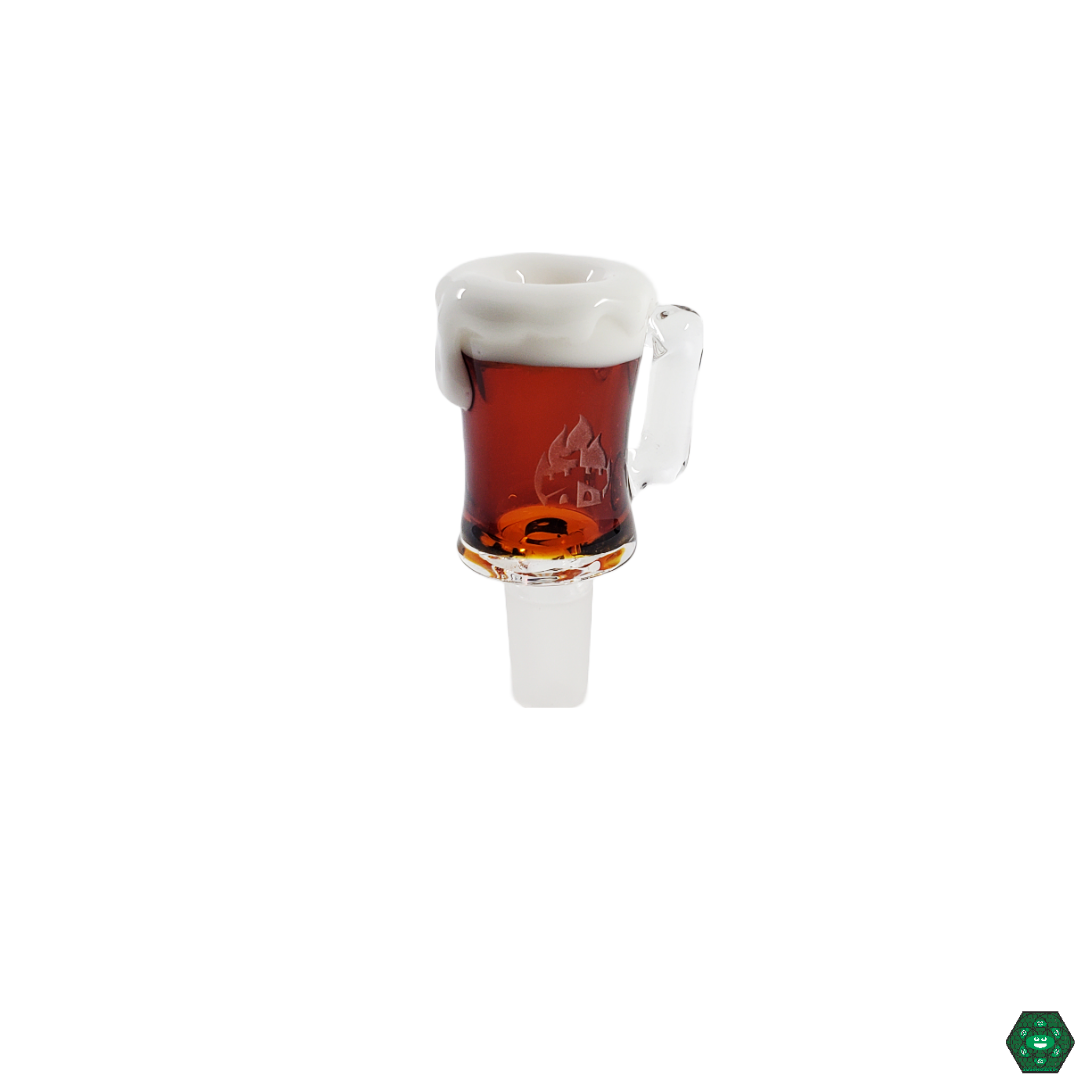 Empire Glassworks 14mm Beer Mug Slide, featuring a fun and detailed beer mug design, perfect for collectors and offering smooth, easy pulls with its functional design.