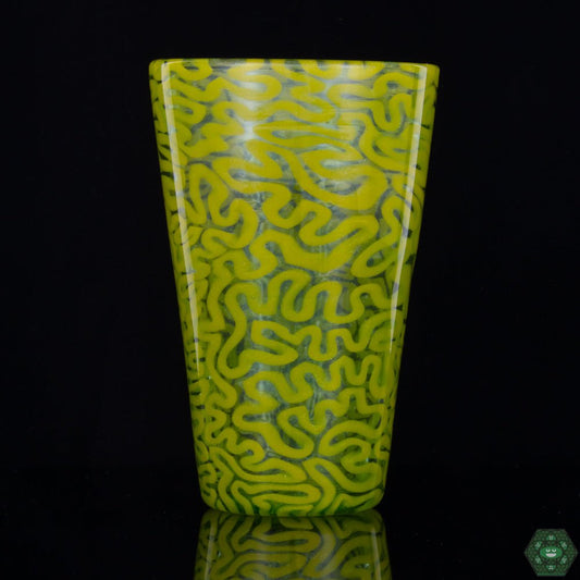 Handcrafted Green Brain Pint Glass: This unique pint glass from Algae Glass showcases intricate, organic brain-like patterns in vibrant green, combining artistic beauty with functional drinkware.