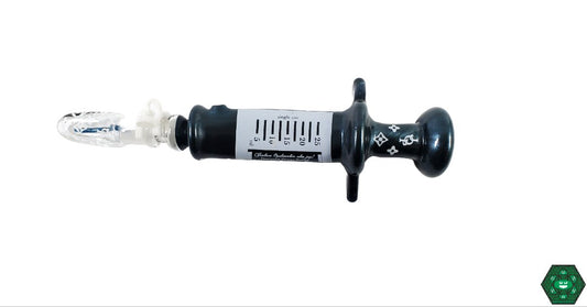 JOP Syringe Pipe, a creatively designed syringe-shaped glass pipe offering portability, durability, and a smooth smoking experience.