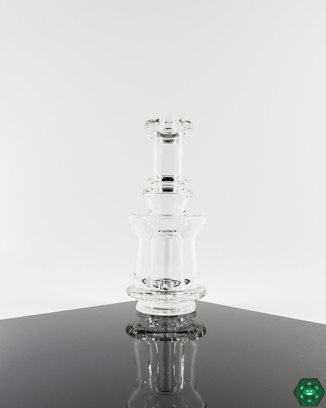One-Hole Perc for Puffco: Ery Glass custom attachments feature a one-hole perc for enhanced filtration and smoother hits, designed for Puffco devices in a 4.25"-5" height and 1.75" diameter.