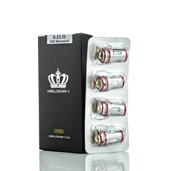 Uwell Crown V 0.23Ω Single Coil, a high-performance single mesh coil designed for superior flavor and cloud production, compatible with the Uwell Crown V tank series, featuring a long-lasting design with easy installation, optimal for direct lung vaping with smooth airflow, and ideal for users seeking robust flavor and dense vapor.