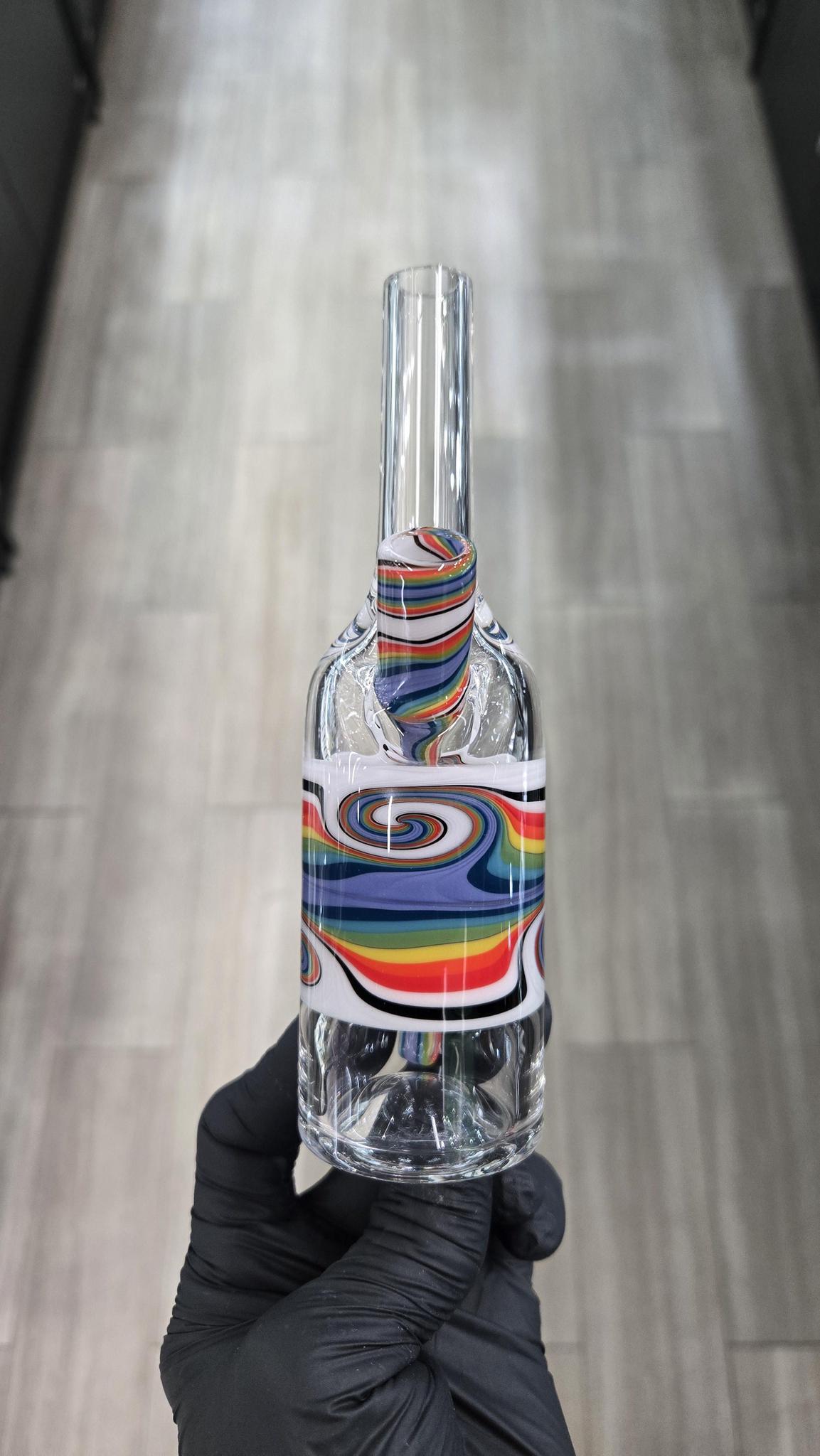 The Glass Mechanic - Linework Encased Opal Sake Bottle