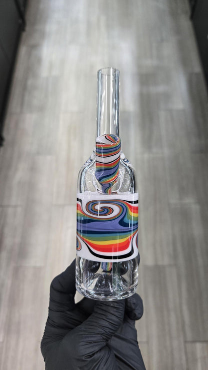 The Glass Mechanic - Linework Encased Opal Sake Bottle