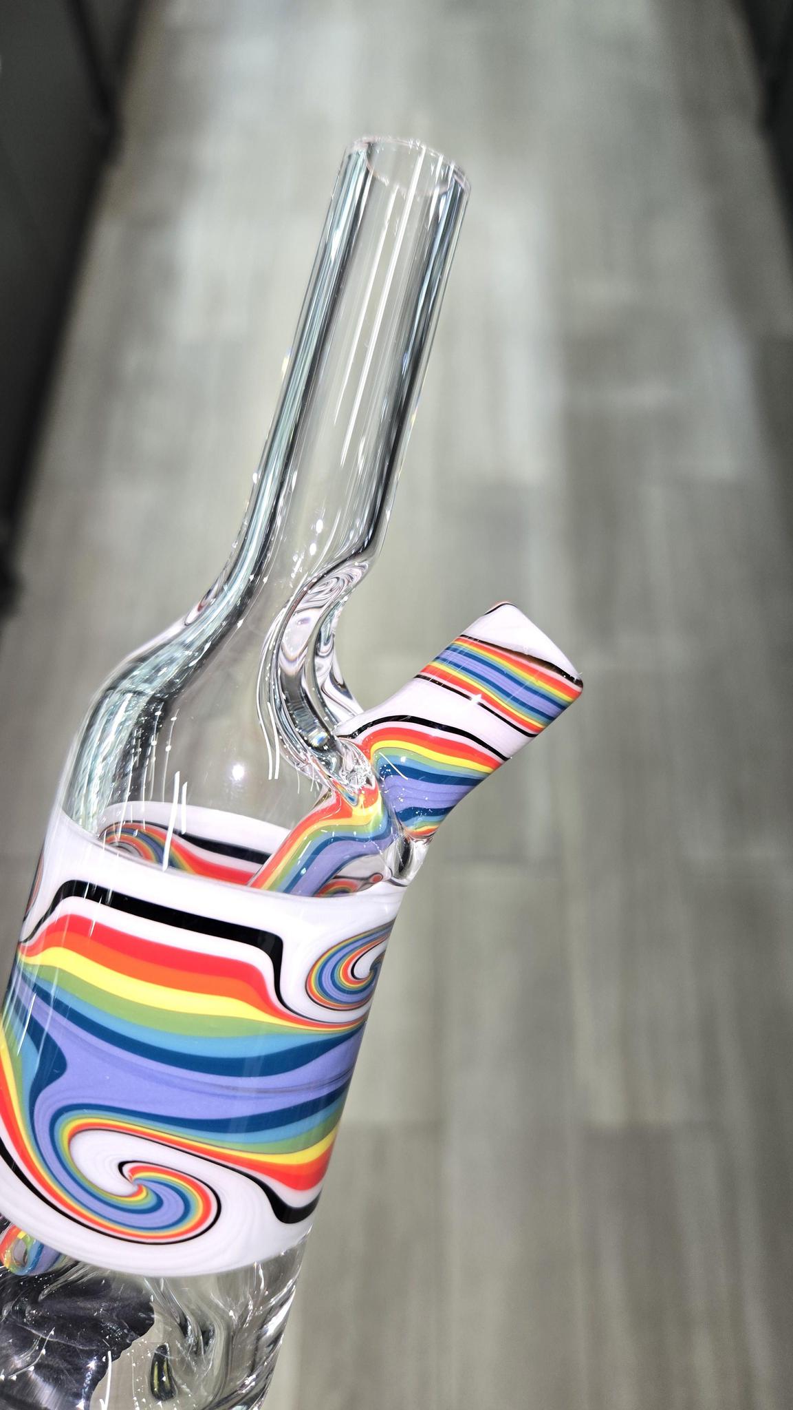 The Glass Mechanic - Linework Encased Opal Sake Bottle