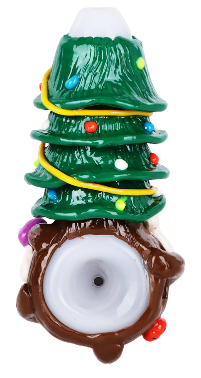 Shroom Xmas Tree Enamel Resin Sculpted Glass Spoon Pipe