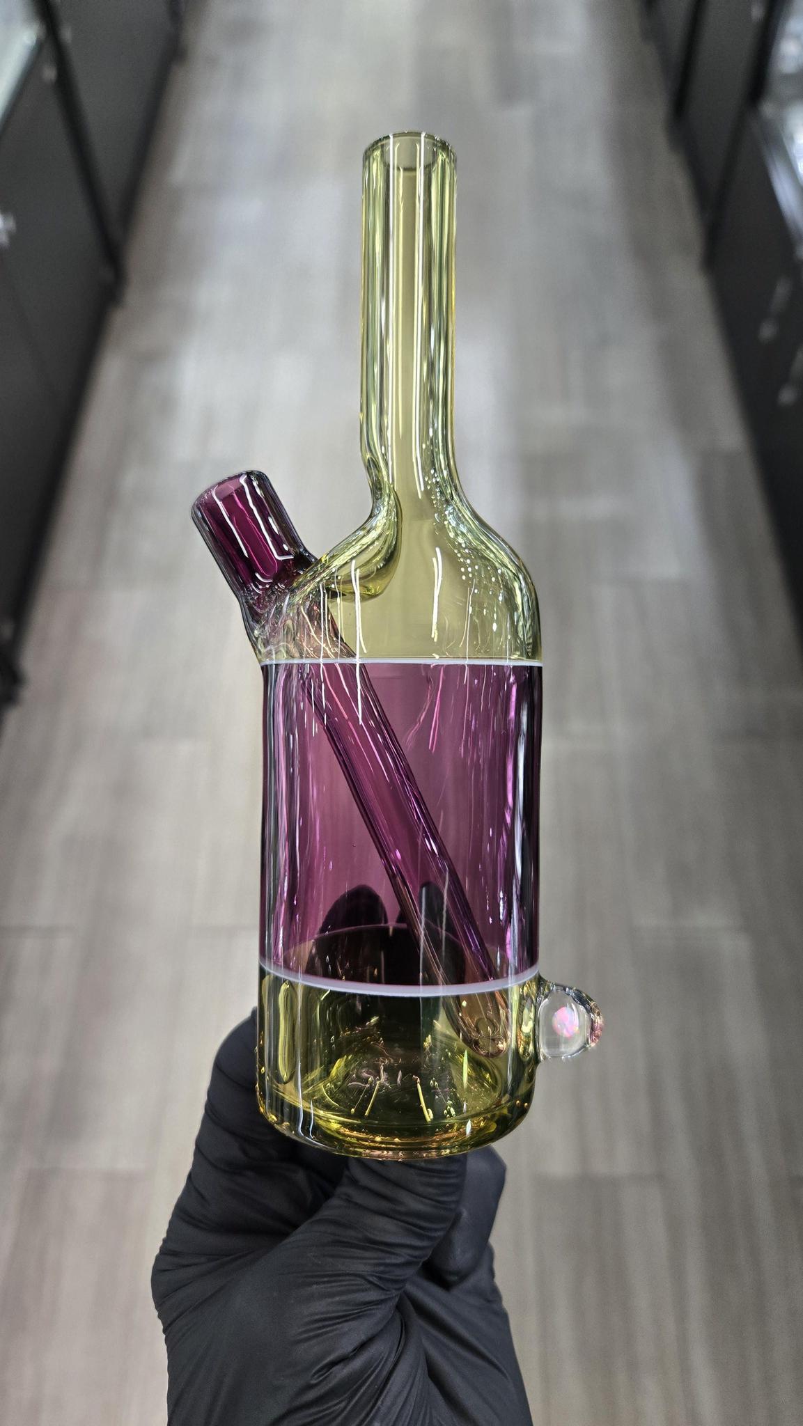 The Glass Mechanic - Citrine & Gold Amethyst Encased Opal Sake Bottle