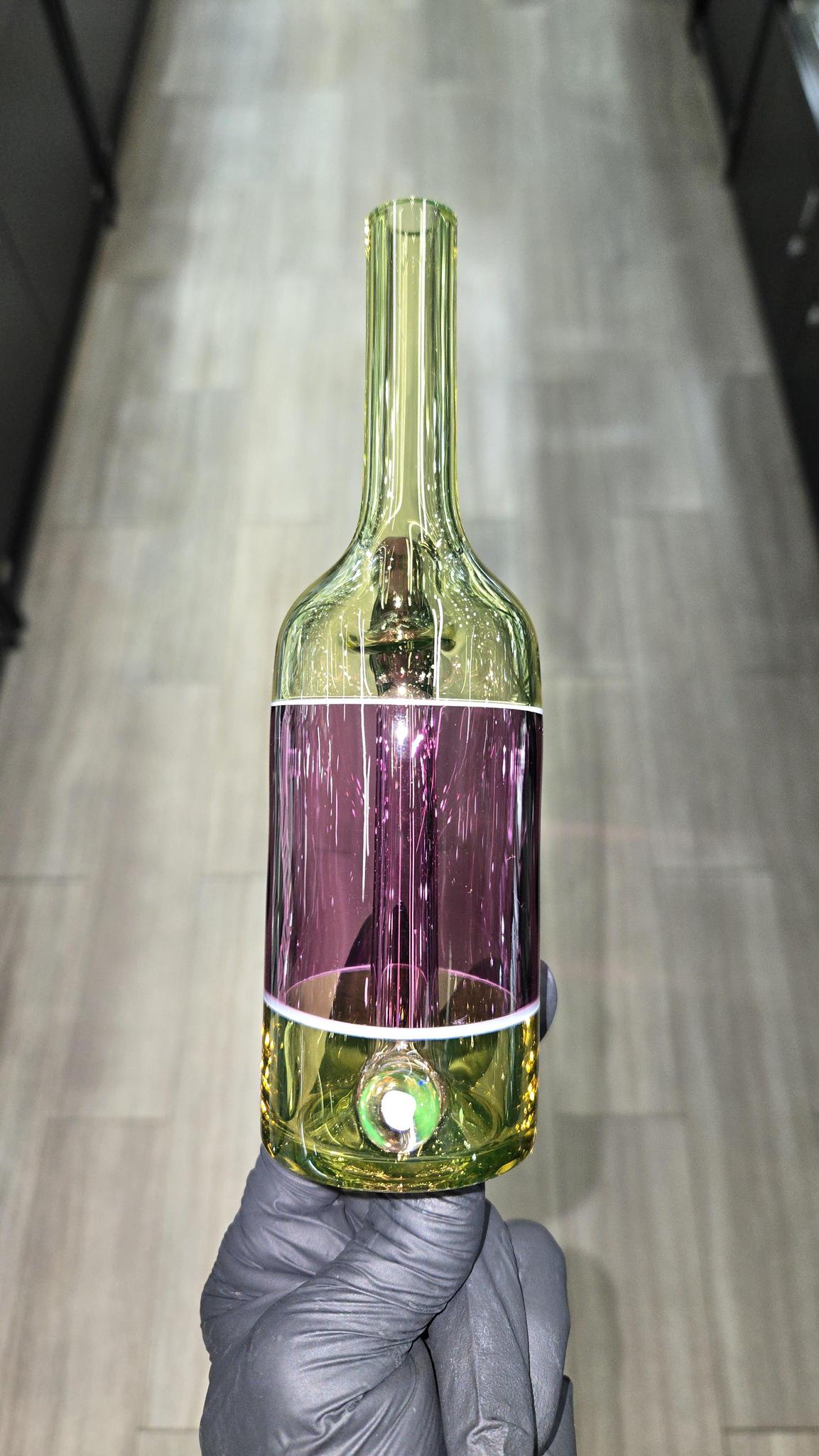 The Glass Mechanic - Citrine & Gold Amethyst Encased Opal Sake Bottle