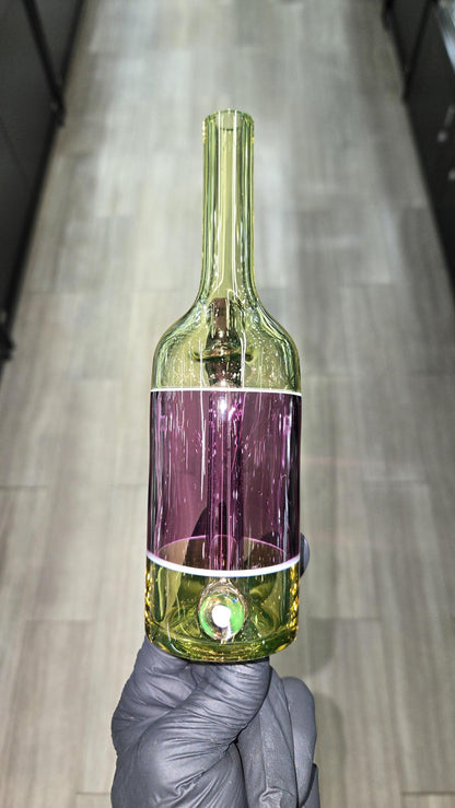 The Glass Mechanic - Citrine & Gold Amethyst Encased Opal Sake Bottle