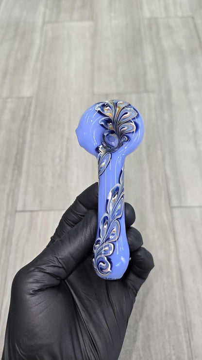 Izlow Glass - Periwinkle Half Paisley Handpipe