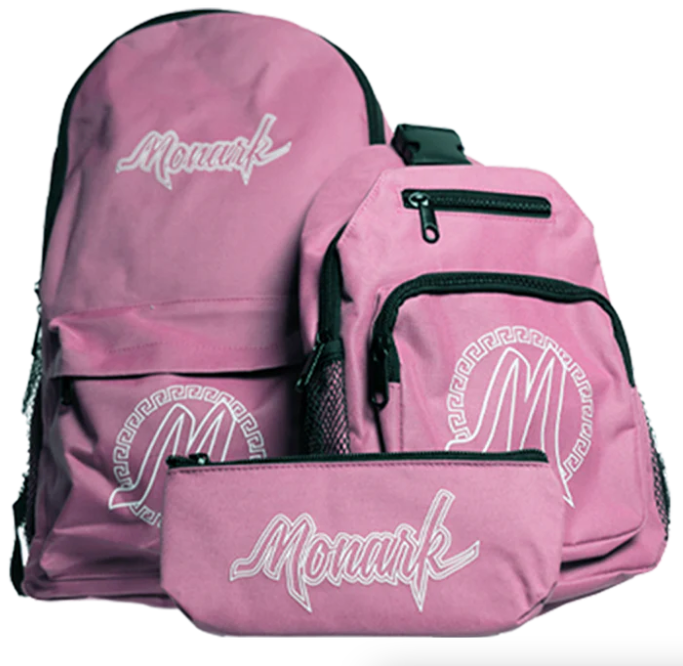 Pink Monark Backpack w/ Pink Shoulder Bag & Pink Pouch