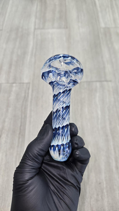 Izlow Glass - Coil Drag Silver Fumed Handpipe