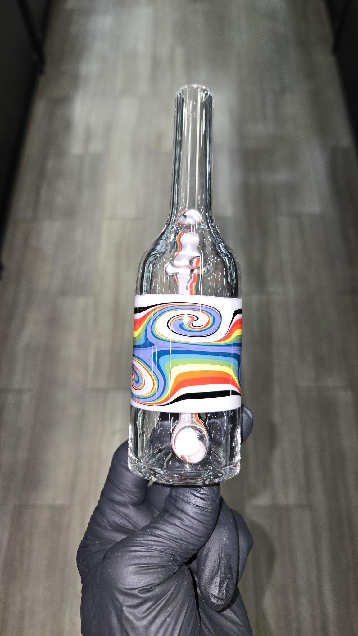 The Glass Mechanic - Linework Encased Opal Sake Bottle