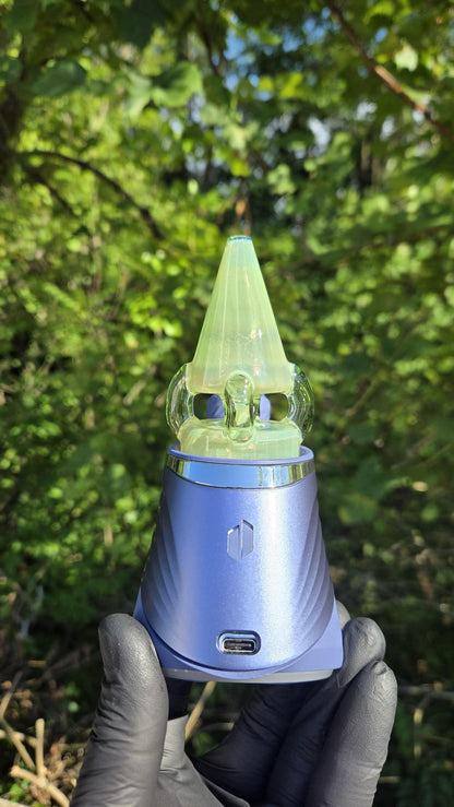 Sleeps - Green Energy Over White Satin Faceted Opal Dry Puffco Peak/Pro Attachment
