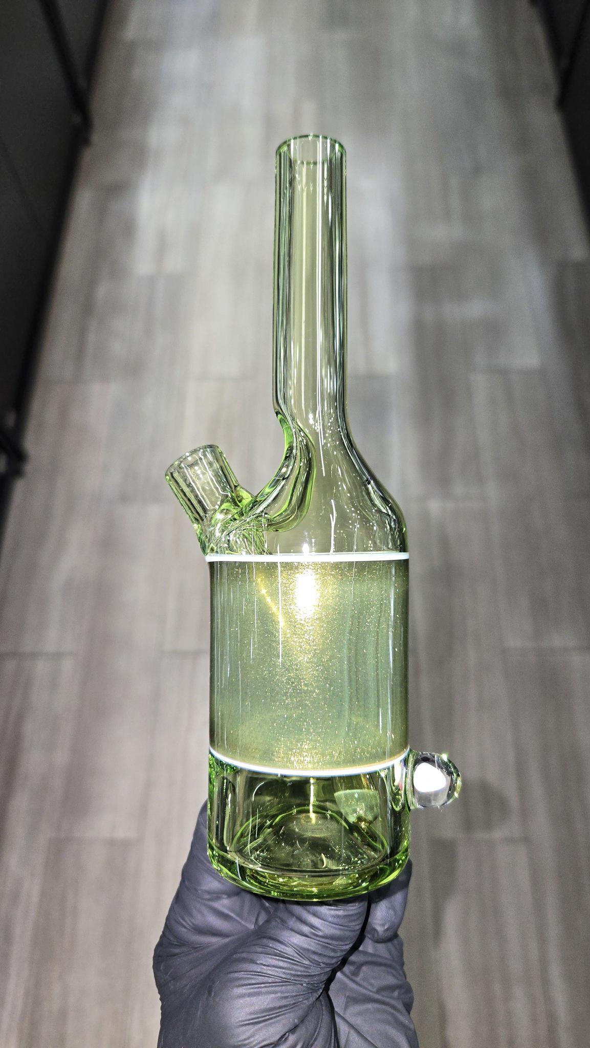 The Glass Mechanic - Crippy & Yellow Jacket Encased Opal Sake Bottle
