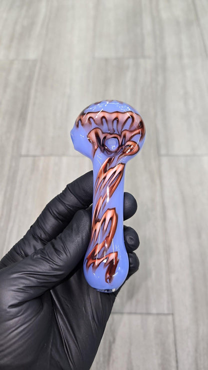 Izlow Glass - Periwinkle Crazy Line Handpipe