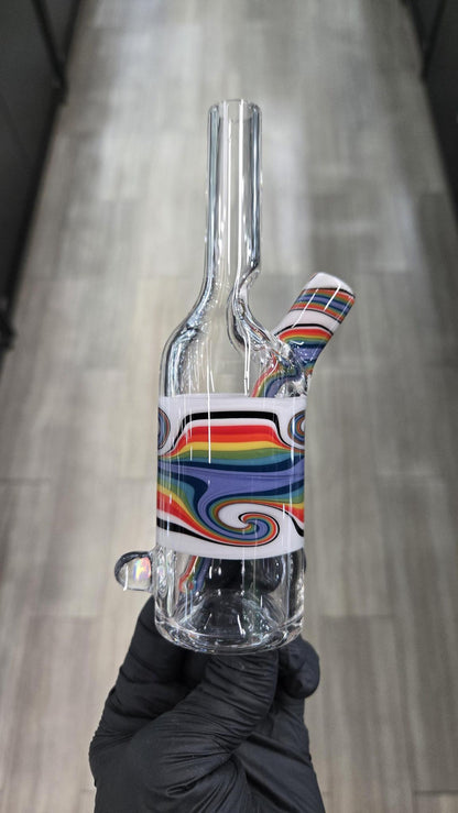 The Glass Mechanic - Linework Encased Opal Sake Bottle