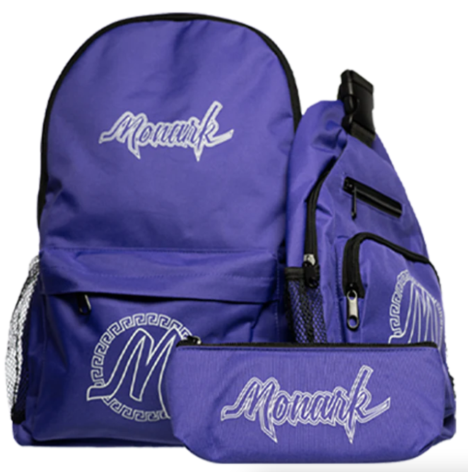 Purple Monark Backpack w/ Purple Shoulder Bag & Purple Pouch