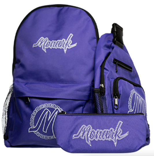 Purple Monark Backpack w/ Purple Shoulder Bag & Purple Pouch