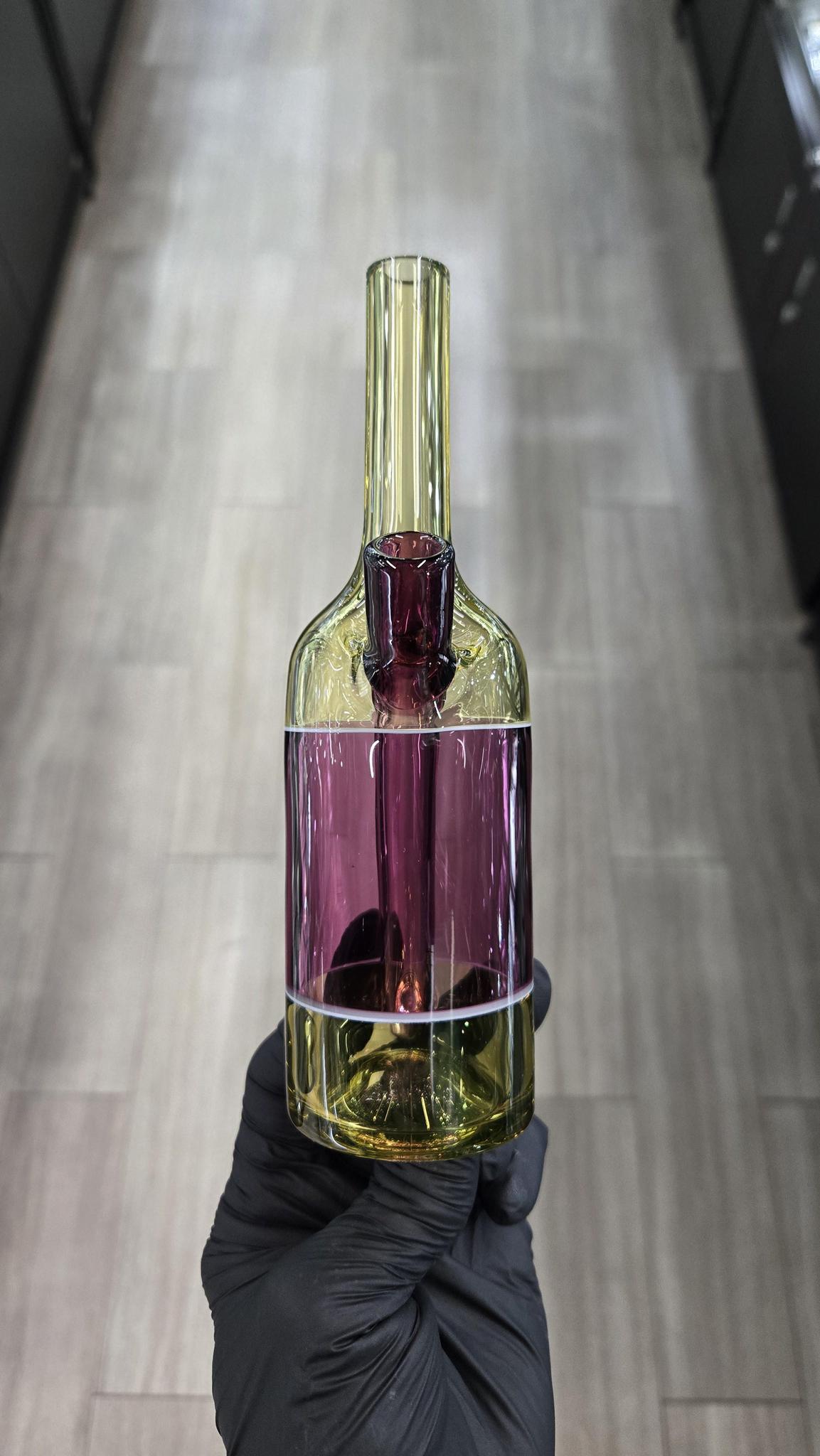 The Glass Mechanic - Citrine & Gold Amethyst Encased Opal Sake Bottle
