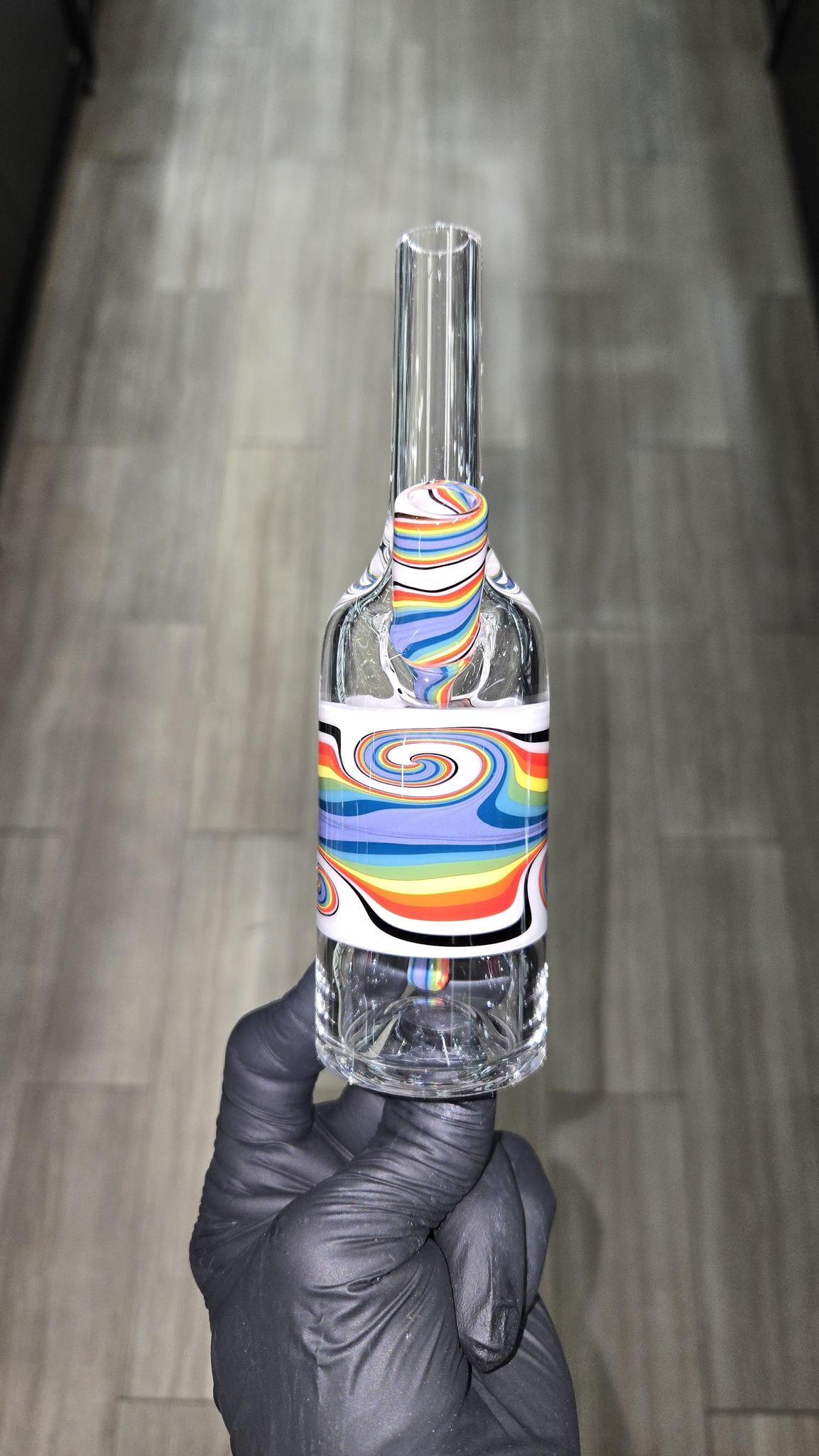 The Glass Mechanic - Linework Encased Opal Sake Bottle
