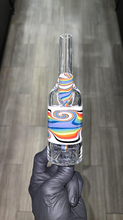 The Glass Mechanic - Linework Encased Opal Sake Bottle