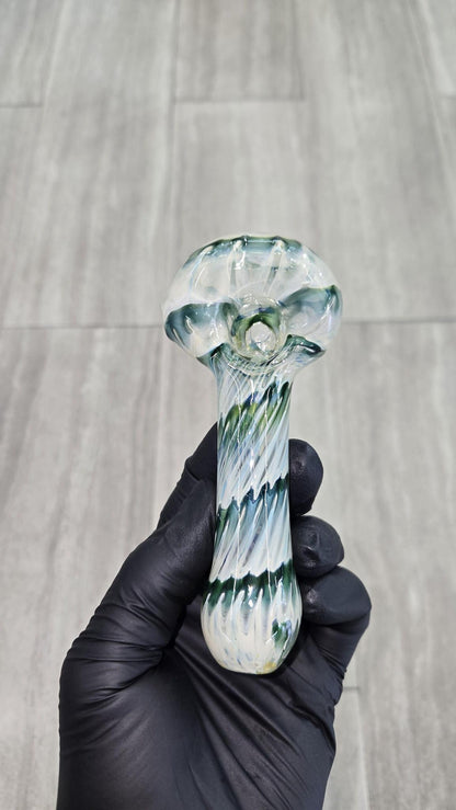 Izlow Glass - Coil Drag Silver Fumed Handpipe