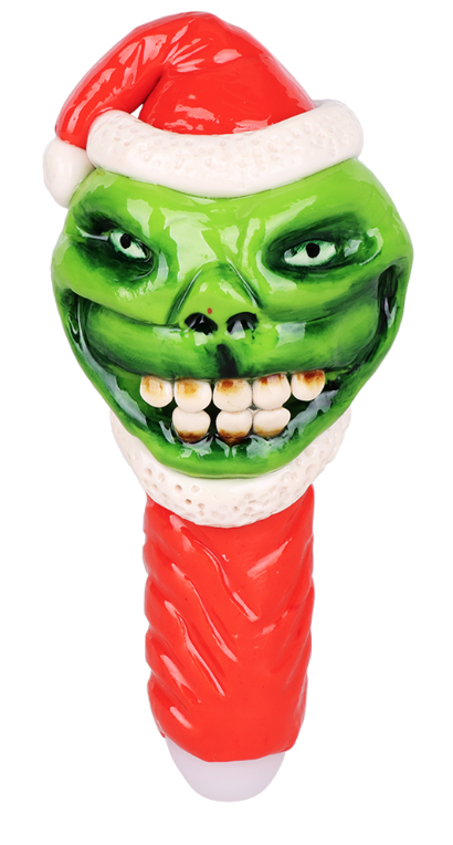 Grinch Enamel Resin Sculpted Glass Spoon Pipe