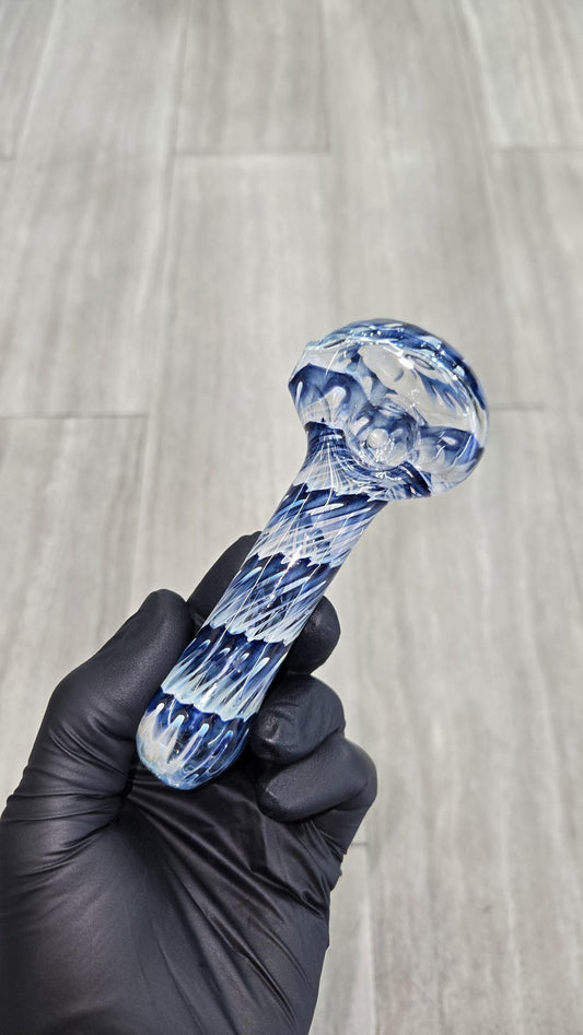 Izlow Glass - Coil Drag Silver Fumed Handpipe