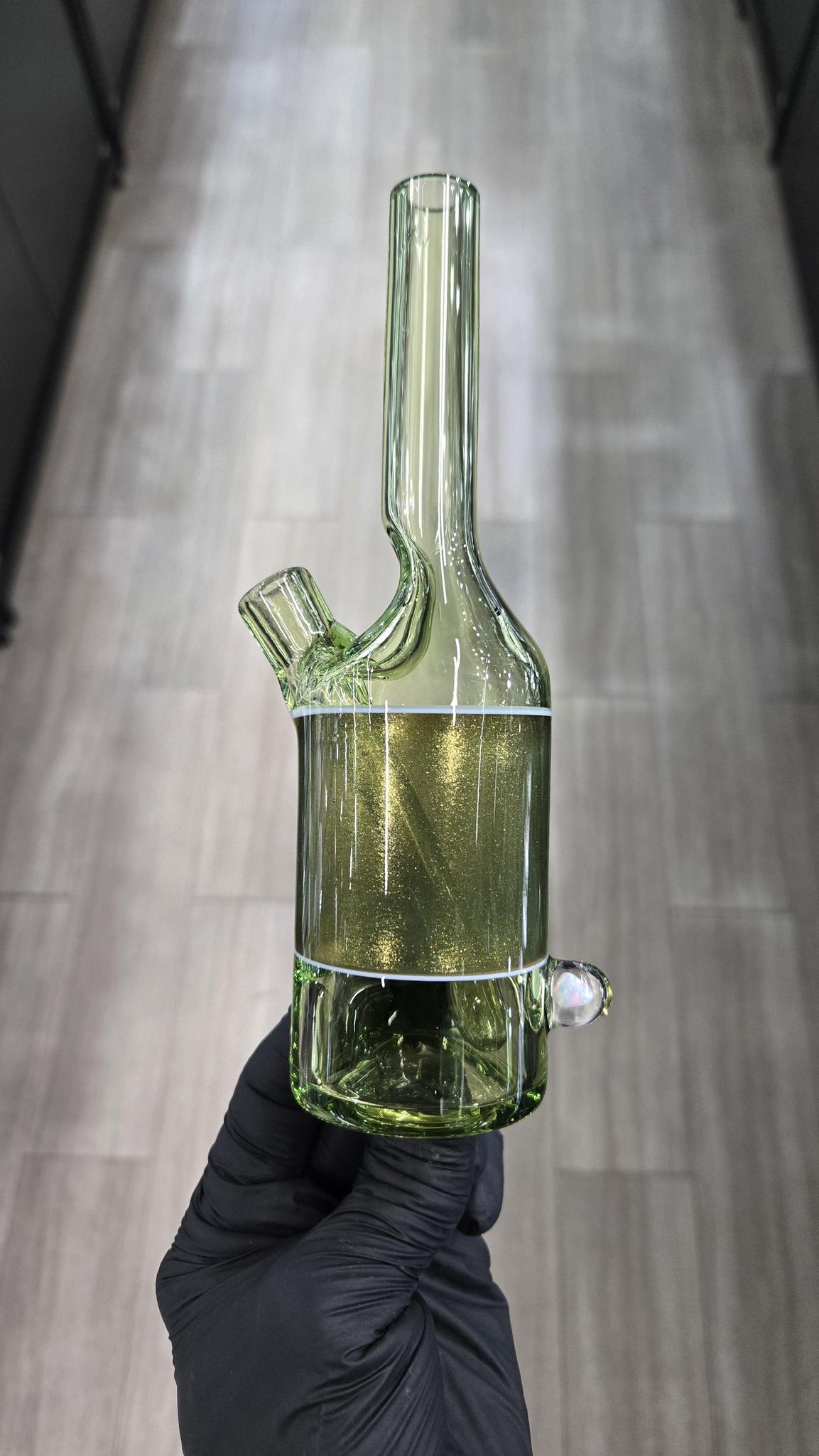 The Glass Mechanic - Crippy & Yellow Jacket Encased Opal Sake Bottle