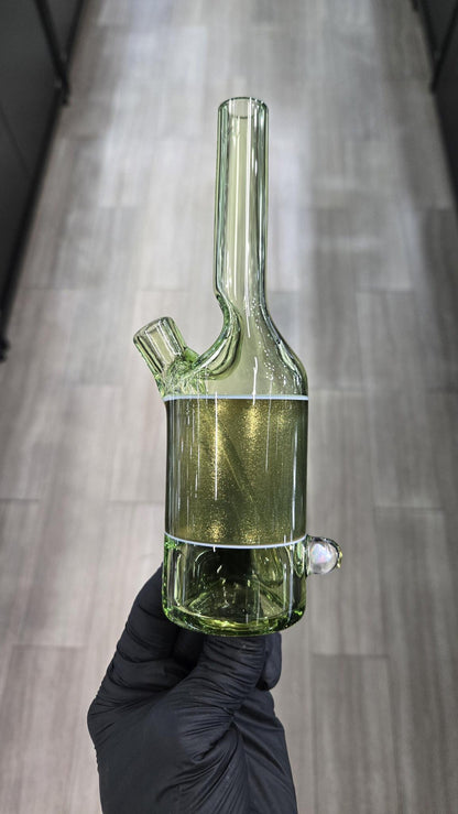 The Glass Mechanic - Crippy & Yellow Jacket Encased Opal Sake Bottle