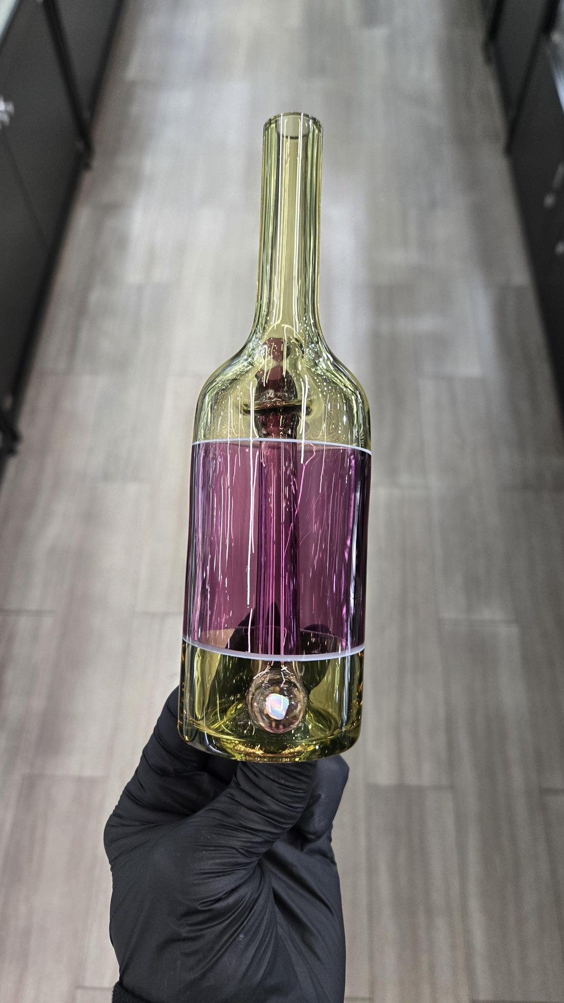 The Glass Mechanic - Citrine & Gold Amethyst Encased Opal Sake Bottle