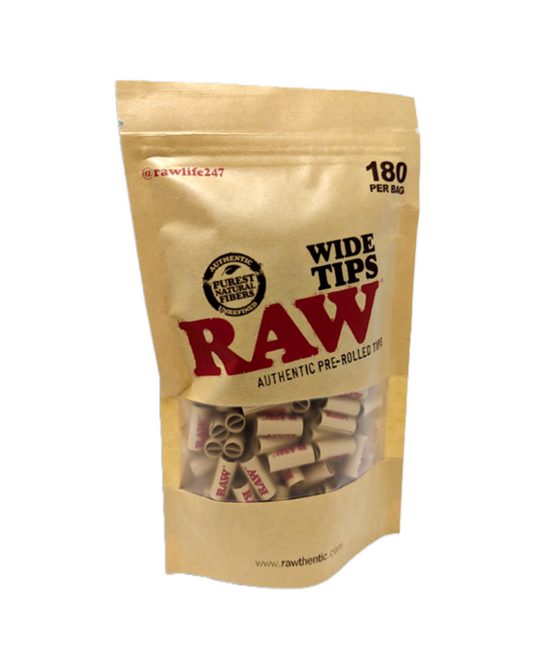 RAW Wide Rolling Tips – 180-Pack Natural Tips for Enhanced Control