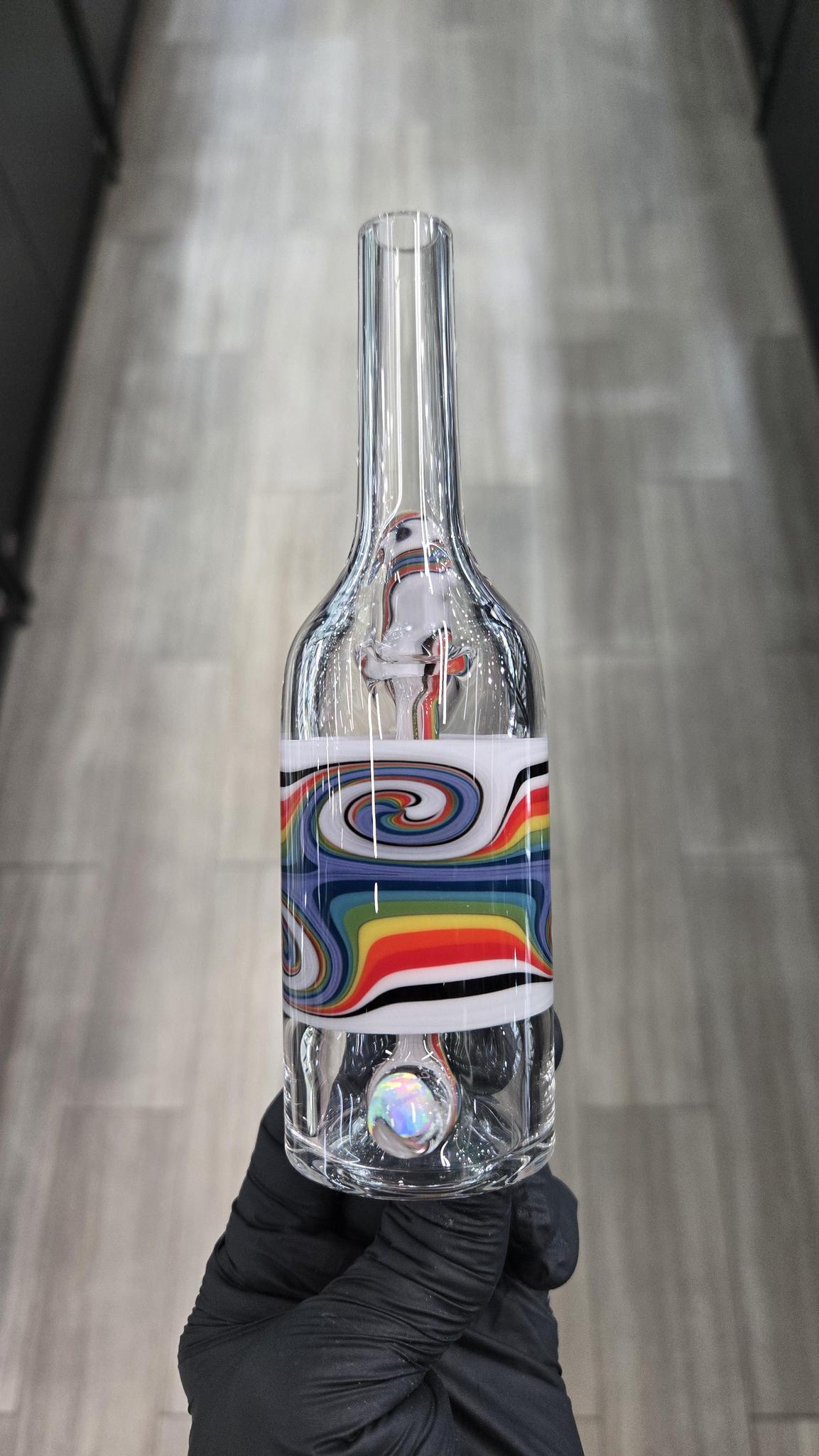 The Glass Mechanic - Linework Encased Opal Sake Bottle