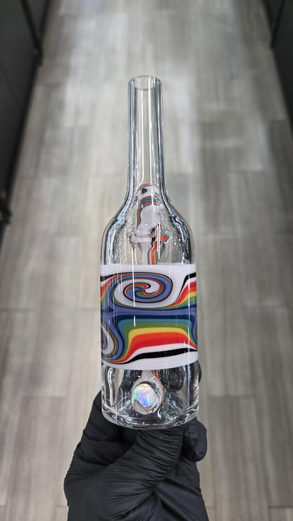 The Glass Mechanic - Linework Encased Opal Sake Bottle